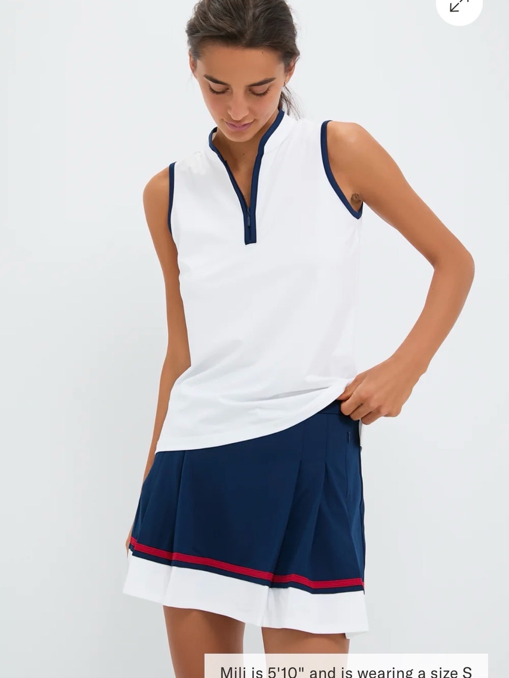 Tuckernuck White Sleeveless Performance Jersey Connors Mock Neck, small, NWT